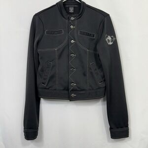 Vintage Y2K Le Jean De Marithe Francois Girbaud Black Jacket Sz L